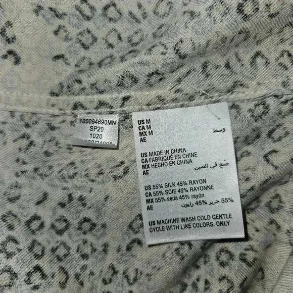 Tasso Elba Men’s Silk Hawaiian Shirt M | Taupe Palm Print Camp Button-Up - Picture 15 of 16